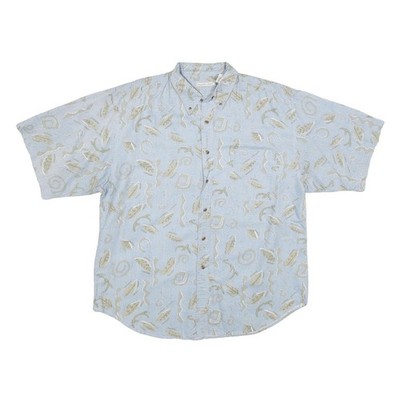 BUGLE BOY Herren Blaues Baumwollmischung Hemd 2XL Kurzarm Button-Down