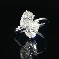 2.40ct D IF Pear Shape Diamond Toi Et Moi Engagement Ring Platinum GIA Certified