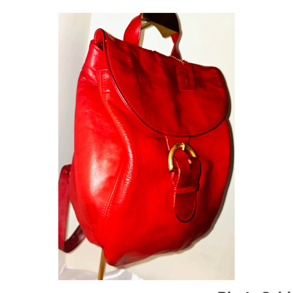 Vintage Coach 4134 Red Leather Backpack Daypack Rucksack Retro Style