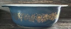 Vtg PYREX Golden Bouquet 043 Oval 1.5Qt Casserole DISH ONLY 1965 Promo Blue Gold