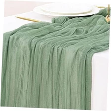  3pcs Cheesecloth Table Runner Fall Thanksgiving Boho 10ft x 3pcs Sage Green