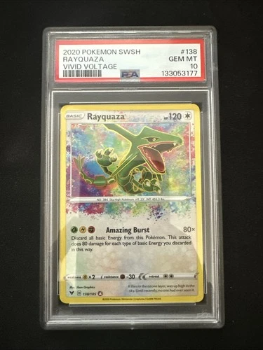 2020 POKEMON SWORD & SHIELD VIVID VOLTAGE #138 RAYQUAZA PSA 10