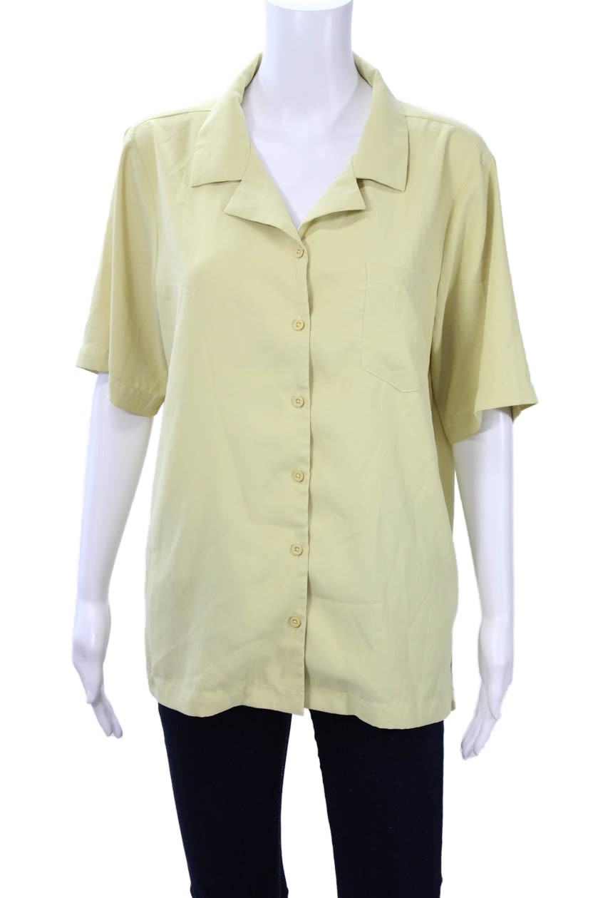 Steele Womens Collared Basic Button-Up Beige Shor… - image 1