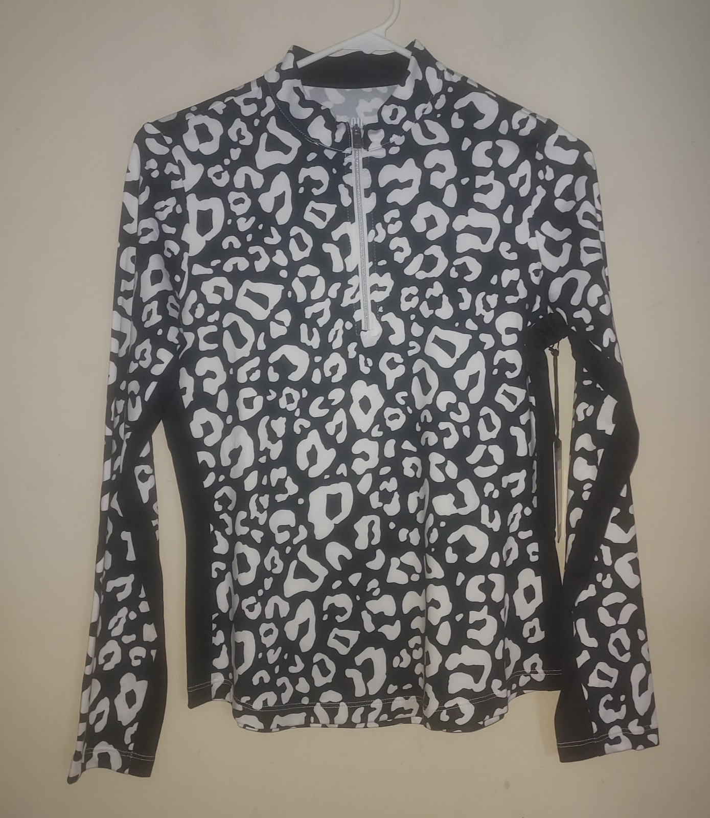 Shirt X-small  Long Sleeve 1/4 Zip Sun Protection Black Whit