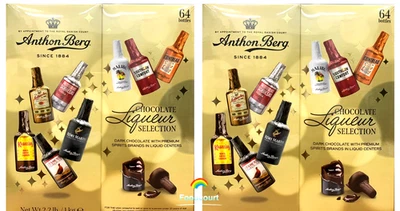 2 Pack Anthon Berg Dark Chocolate Liqueur Liquor filled Bottles 64 CT 2.2LB Each