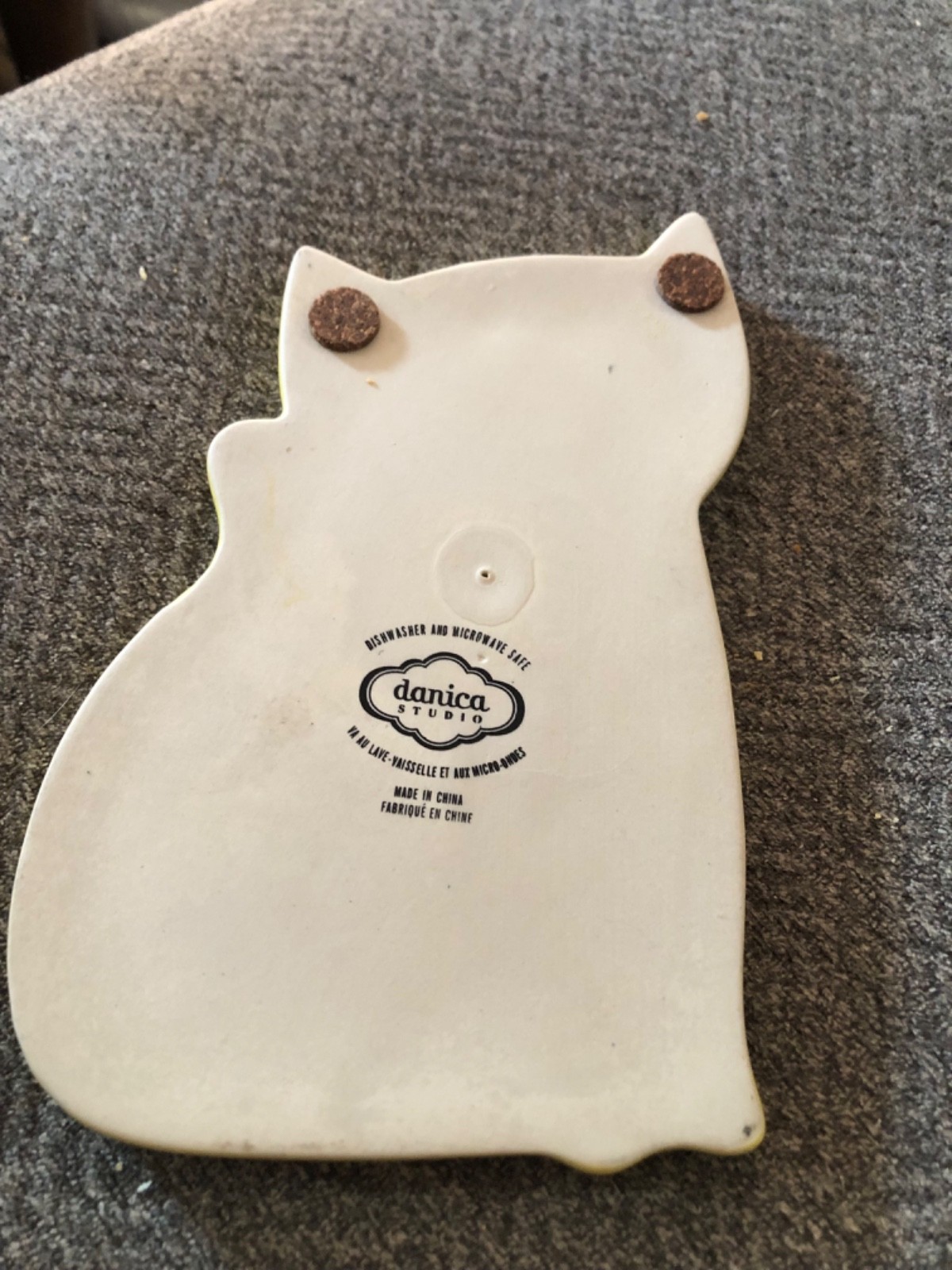 DANICA STUDIO YELLOW CERAMIC CAT KITTEN TRIVET  WALL DECOR