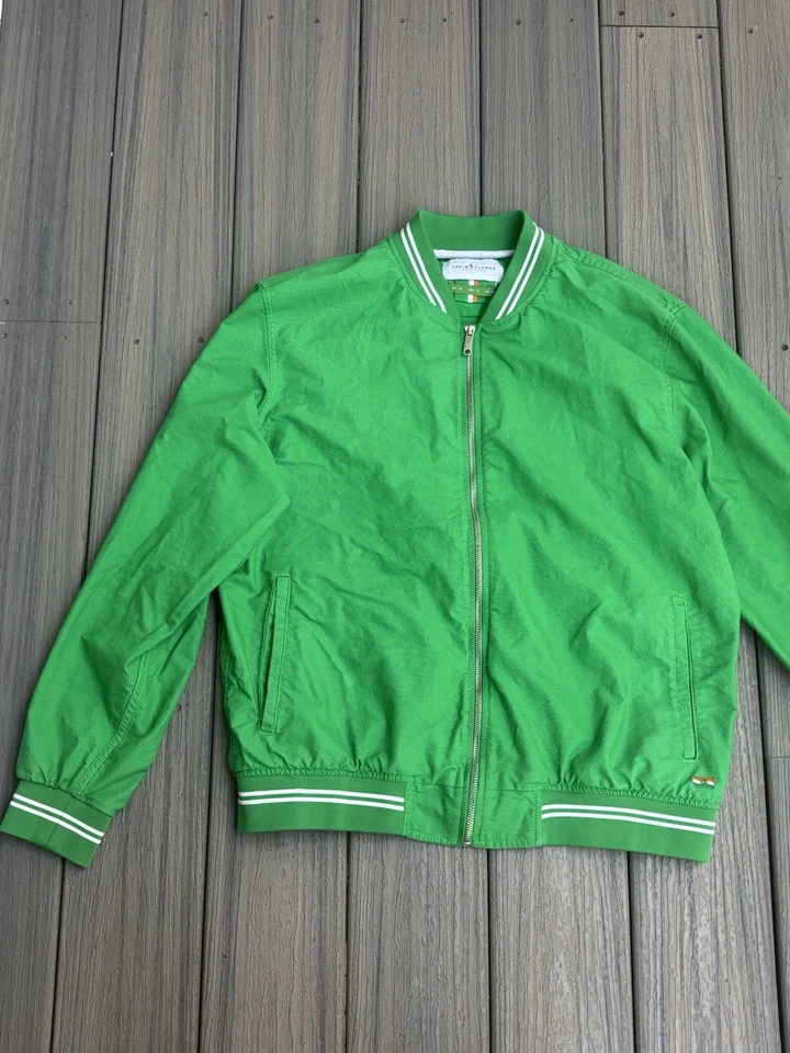 Chaqueta de bombardero universitaria denim & flower irlandesa trébol verde y blanco Foto 4 de 4
