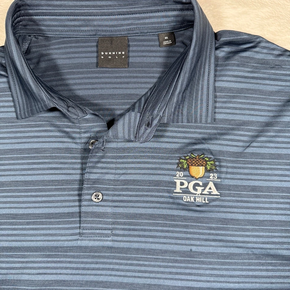 Мужская рубашка-поло DUNNING GOLF PGA Oak Hill 2023 XL в синюю полоску Performance - Изображение 3 из 4