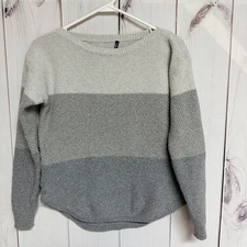 KÜHL Bella Stripe Sweater Small Cream Gray Colorblock EUC