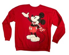 Disney Mickey Mouse Crew Neck Long Sleeve Red Pullover Sweatshirt size XL