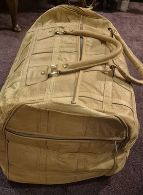 Brandneu Vintage Echtleder Reisetasche Reise Wochenende Tennis Seesack hellbraun