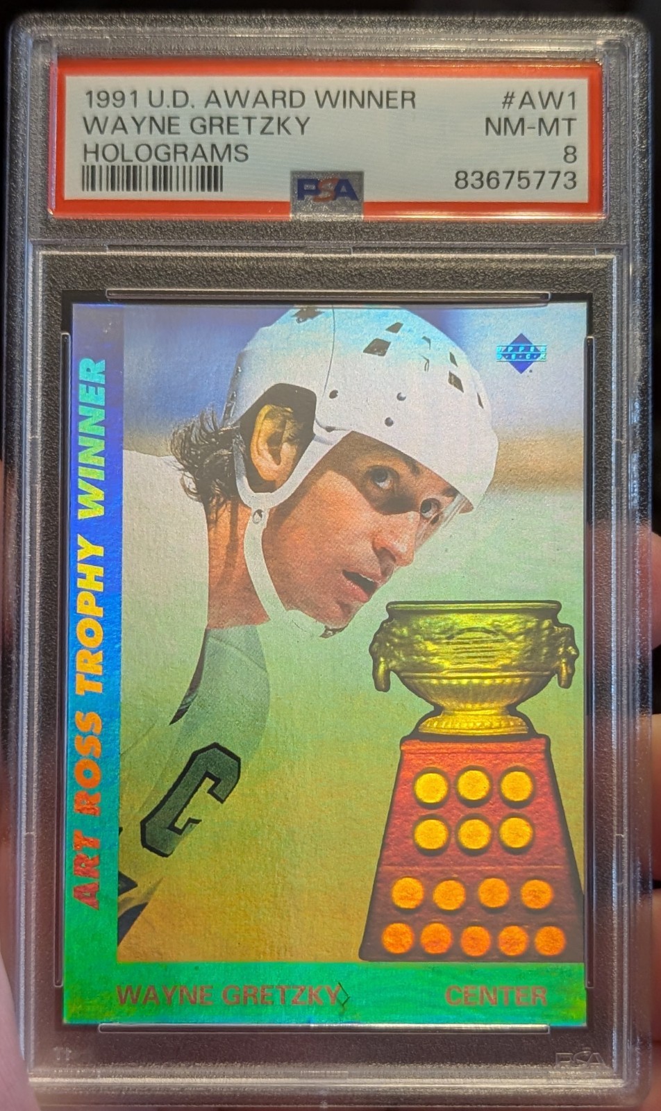 1991-92 UD-Award Winners💥Holograms💥Wayne Gretzky #AW1💥PSA  NM-MT 8 Bright  view 8