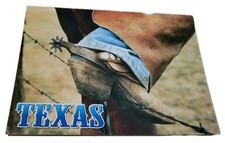 Texas Cowboy Boots Spurs Postcard Big Large Letters Barbed Wire Fence Western