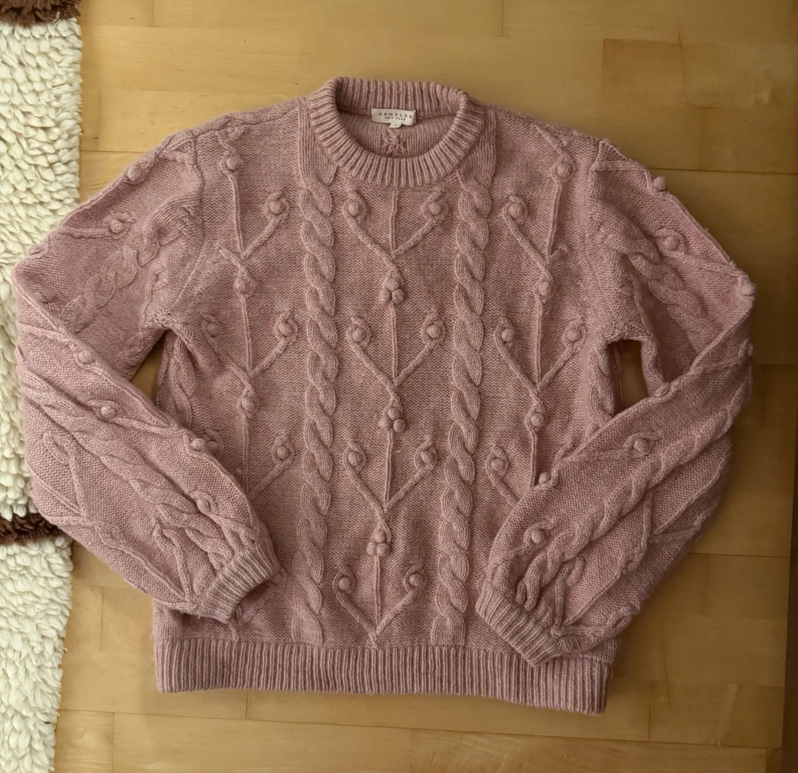 Demylee Cable Sweater Chunky Cable knit Fisherman Crew Neck Wool Mohair Pink S
Opens in a new window