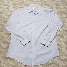 Brooks Brothers Shirt Mens 17-35 Blue Non Iron Pockets Long Sleeve Button-Up