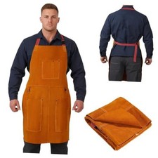 Leather Welding Apron for Men  Women, Heat  Flame Resistant Cowhide Brown