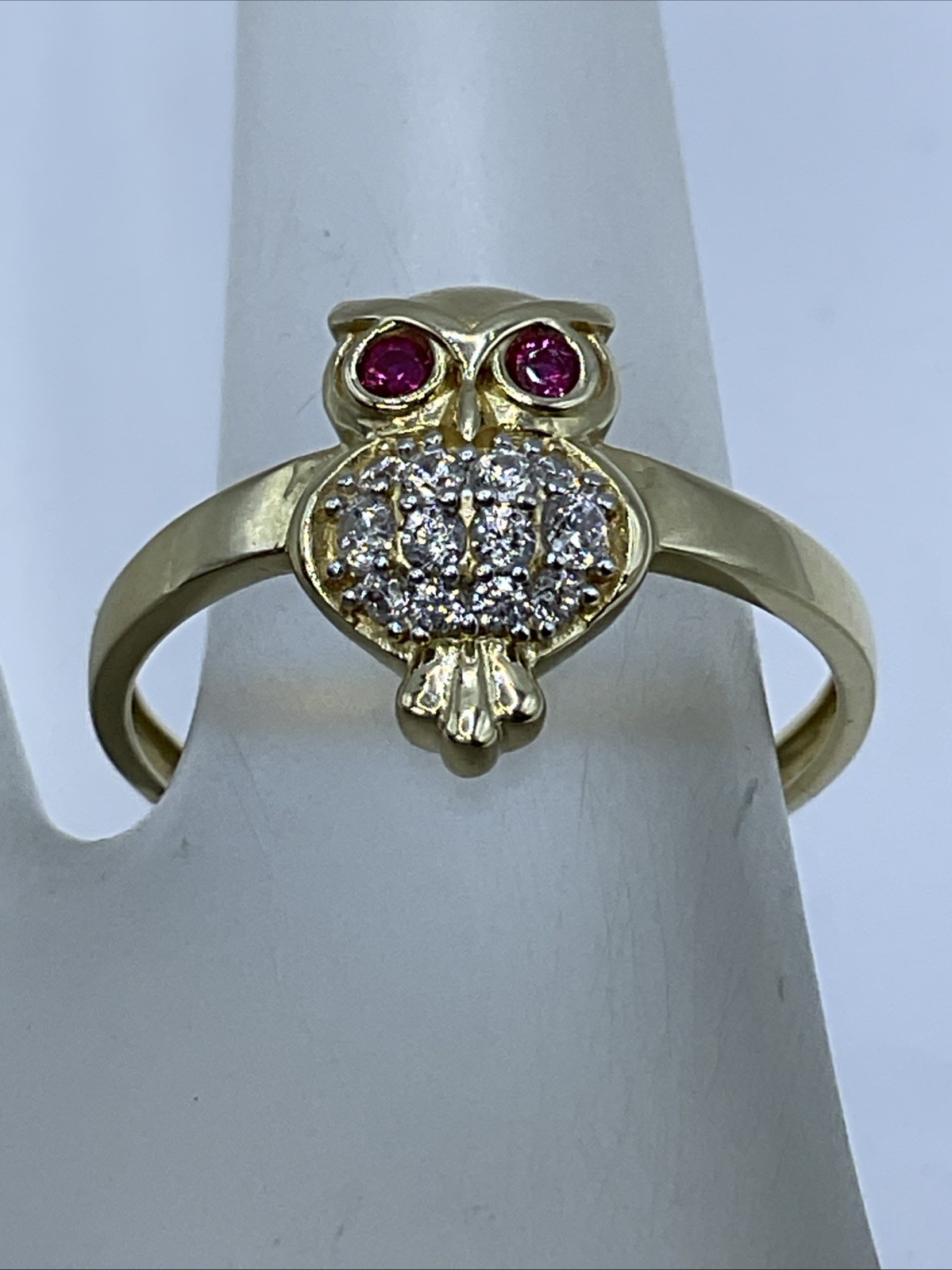 D&B Solid 14K Yellow Gold Created Ruby & White CZ… - image 2