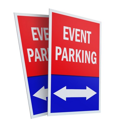 Event Parking with Double Arrow (2-Pack) 24'' x 36'' Plastic Signs | Sign Inser...