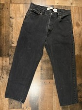 Vintage 90s Levis 550 Jeans Mens 32x28 Black Denim Red Tab USA Made Distressed