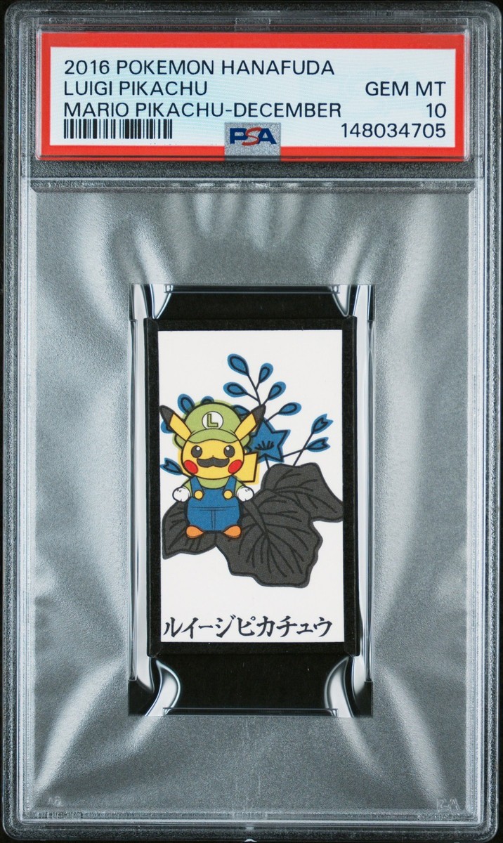 2016 POKEMON HANAFUDA MARIO PIKACHU DECEMBER LUIGI PIKACHU PSA 10