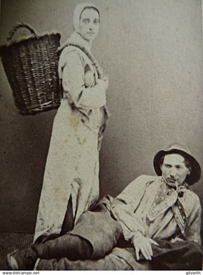 Foto CDV anonym - Fischerpaar aus Blankenberge, um 1865 L694