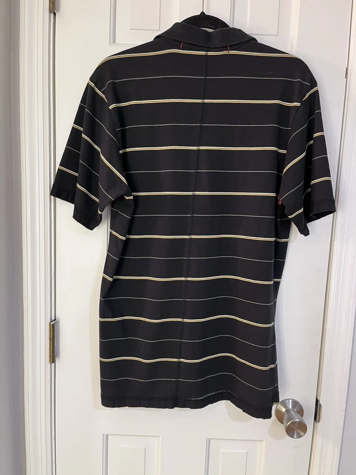 Element Skateboards Polo Shirt Mens Large Purple Black Yellow White Stripes - Image 4 of 4