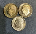 1955 S Roosevelt SILVER (1) Dime GEM BU + 2 CLAD ALLOY Proof DeepCameo Dimes