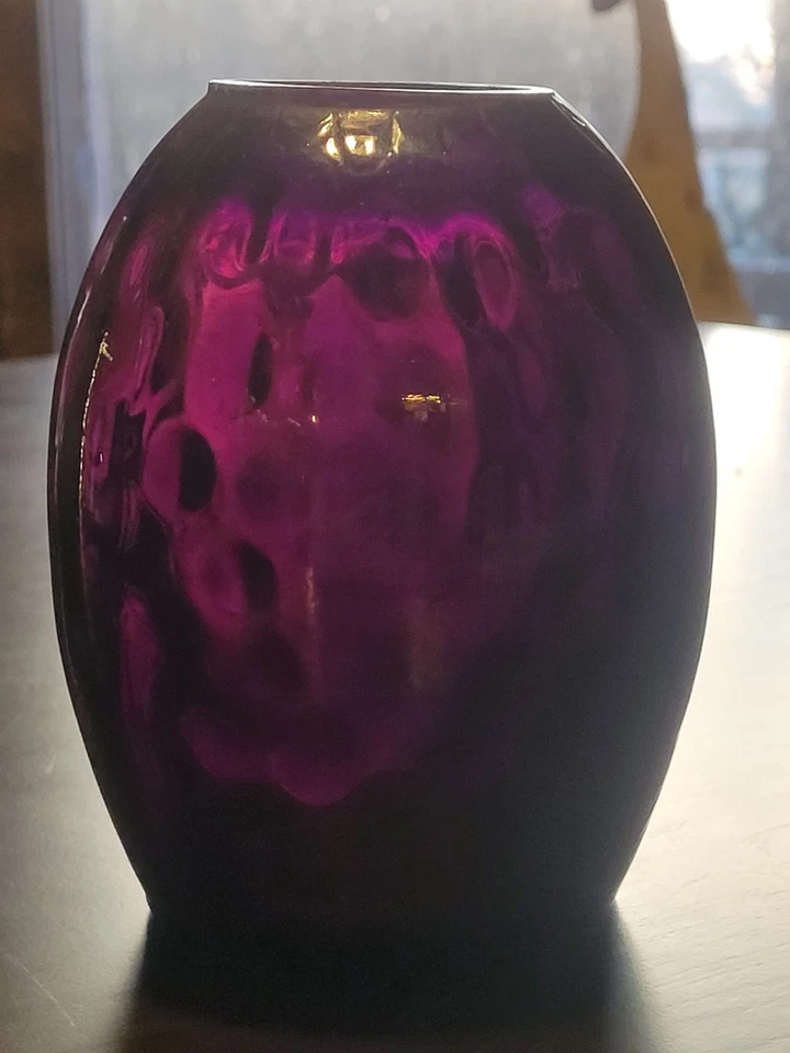 AWESOME AMETHYST COLOR SHEARED TOP SNUFF JAR THOUSAND EYES PATTERN RARE NICE - Imagem 2 de 4