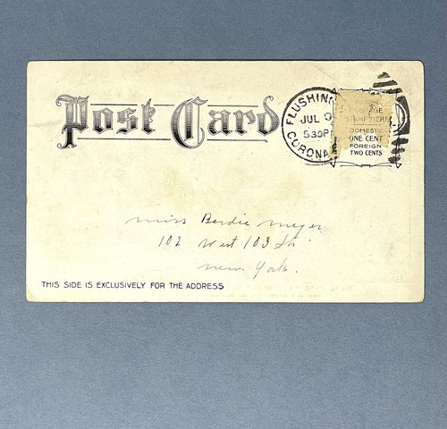 Elmhurst Queens New York City Carnegie Bibliothek Postkarte 1907 - Bild 2 von 4