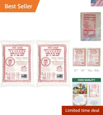 Authentic Thai Rice Flour, 16 oz Each - 2 Pack for Baking & Gluten-Free Recipes