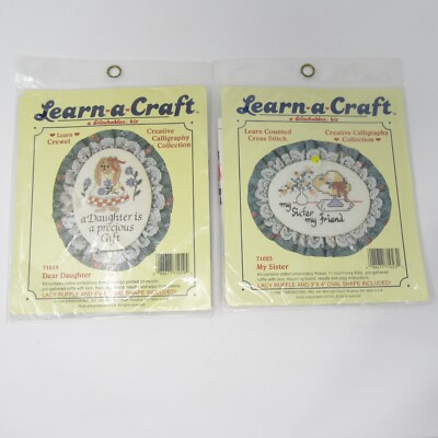 Dimensions Learn-A-Craft Counted Cross Stitch Crewel Kits Lot of 2 Vintage