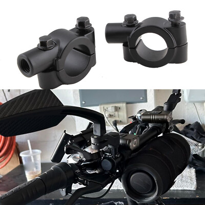 7/8'' 10MM Universal Motorcycle Handlebar Mirror Mount Holder Clamp Adaptor Black