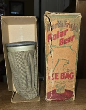 Vintage Polar Bear Ice Bag Size 6 Color Check "U.S Drug Sundries MFG. Co. w/Box"