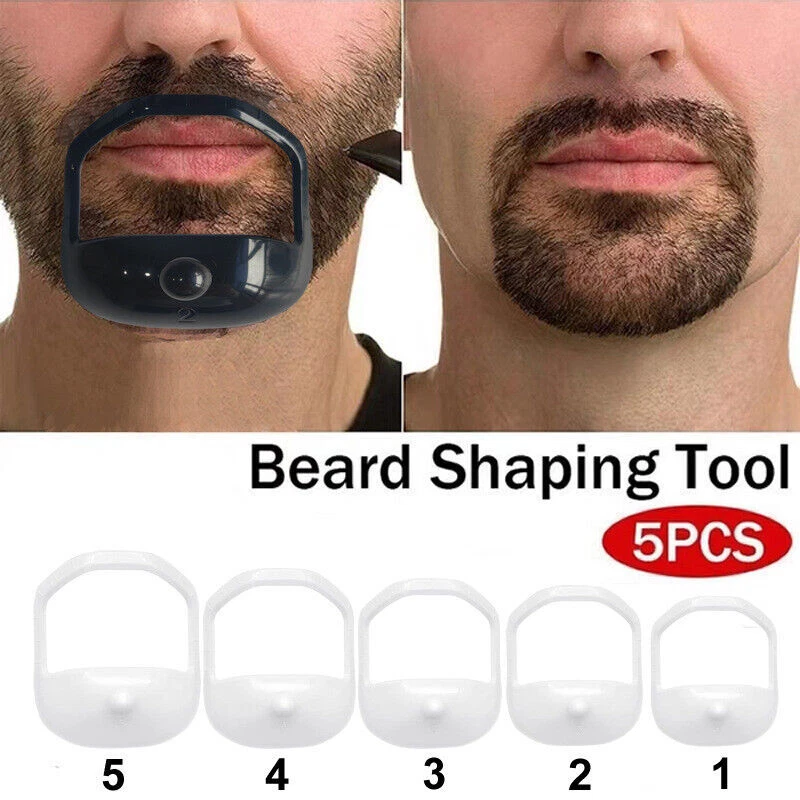 Plantilla de peinado facial herramienta de aseo bigote perilla modelador de barba para hombres 5 piezas Foto 3 de 4
