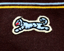 Vintage Le TIGRE Shirt Size S 90s Brown Blue Stripe polo Shirt Cobain Grunge