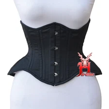 Underbust corset black cotton corset underbust wider hips corset hi-44