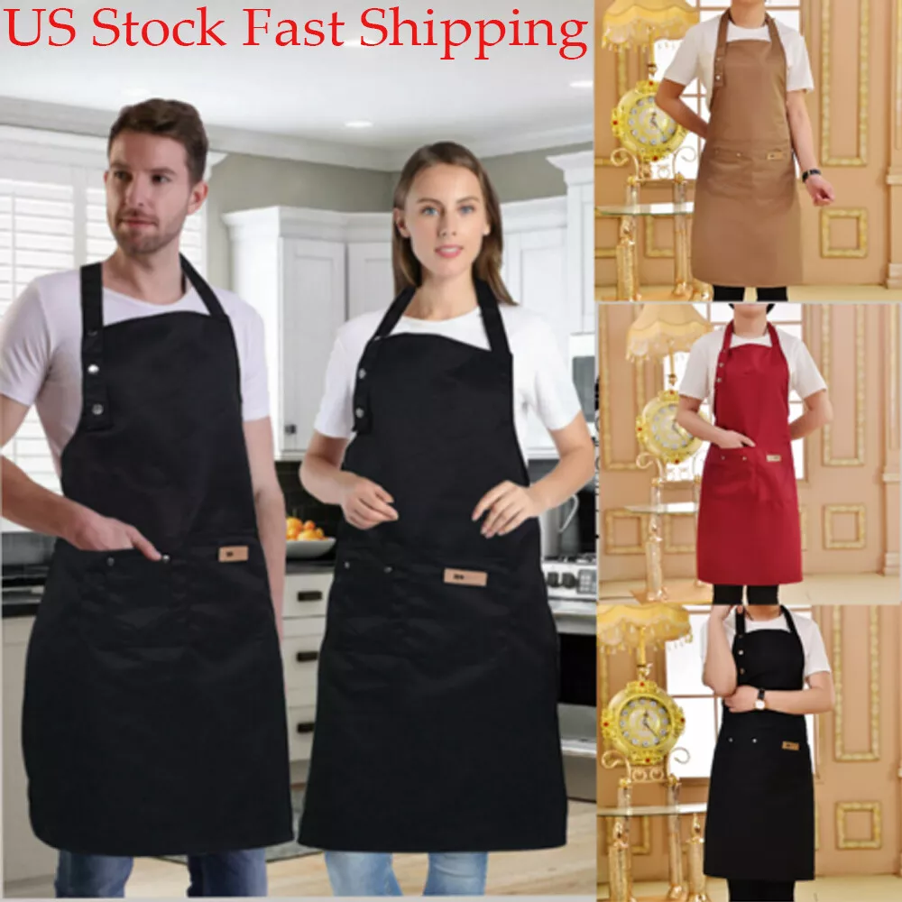 2Pack Adjustable Mens Women Bib Dress Aprons Waterproof Kitchen