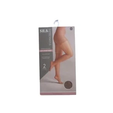 SILK IMPRESSIONS 2 Pair High Waisted COCOA Light Support Sheer Pantyhose XXXL