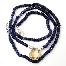 80 Cts Earth Mined Blue Iolite Round Shape Faceted Beads Necklace JK 07E291