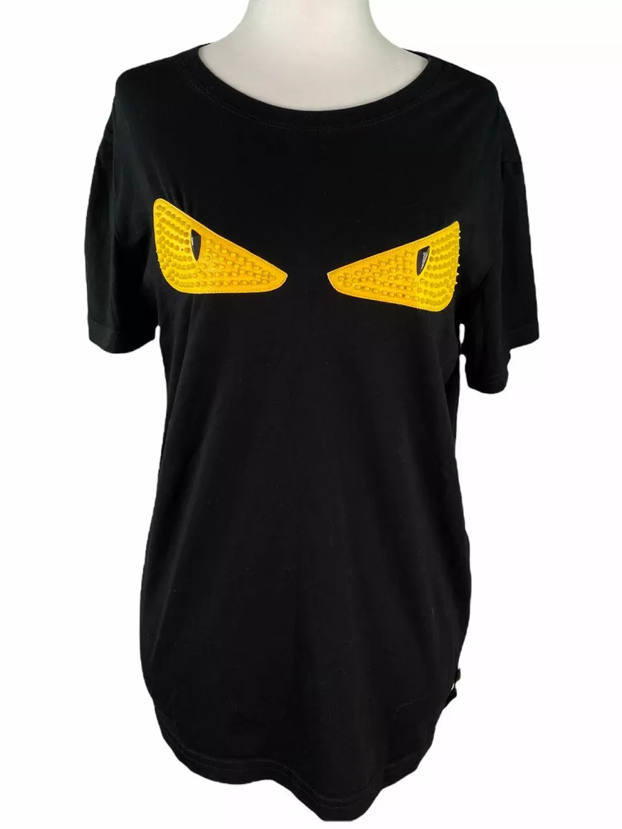 Fendi yellow lizard eyes black shirt | eBay
