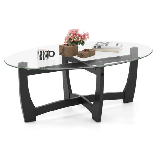 Coffee Table Modern Accent Tea Table with Rubber Wood Bentwood Structure