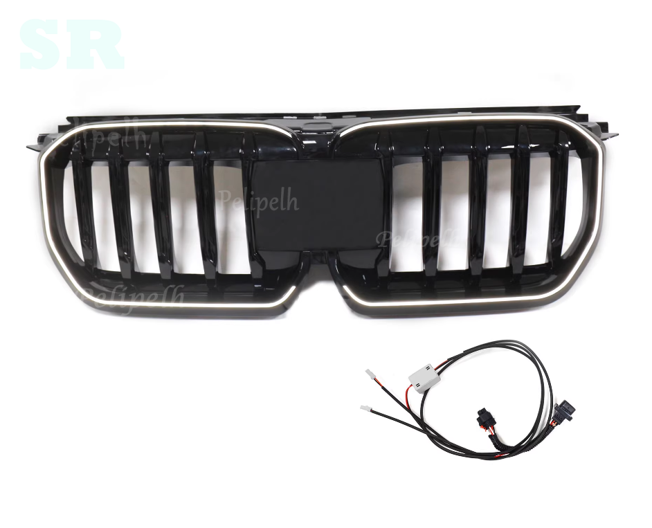 Glossy Black W/LED Single Slats Front Grille Fits For BMW X1 U11