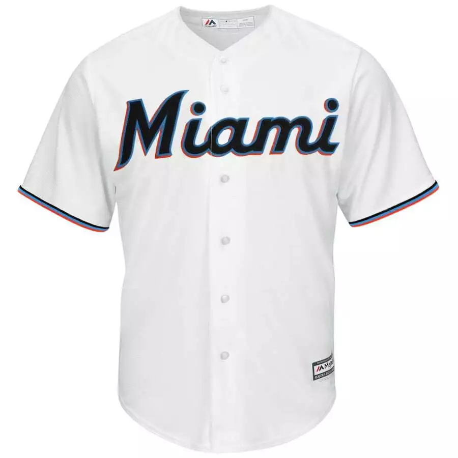 MIAMI MARLINS MAJESTIC MLB MAJOR LEAGUE BASEBALL WHITE JERSEY TTT