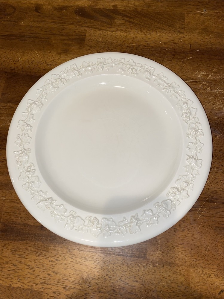 Wedgwood Embossed Queensware Cream on Cream Chop Plate Serving Platter EC