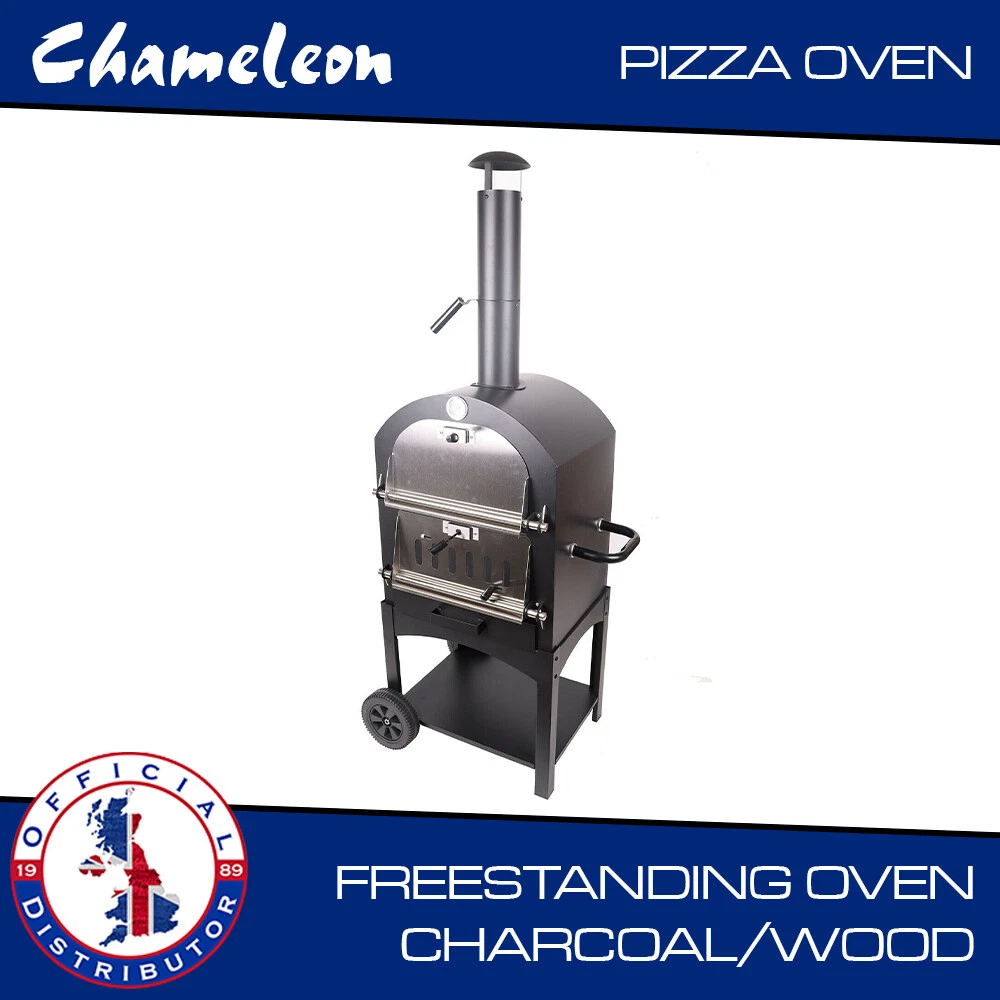 Outdoor Garden Pizza Oven Charcoal BBQ Grill 2-Tier Freestanding + Chimney  | eBay