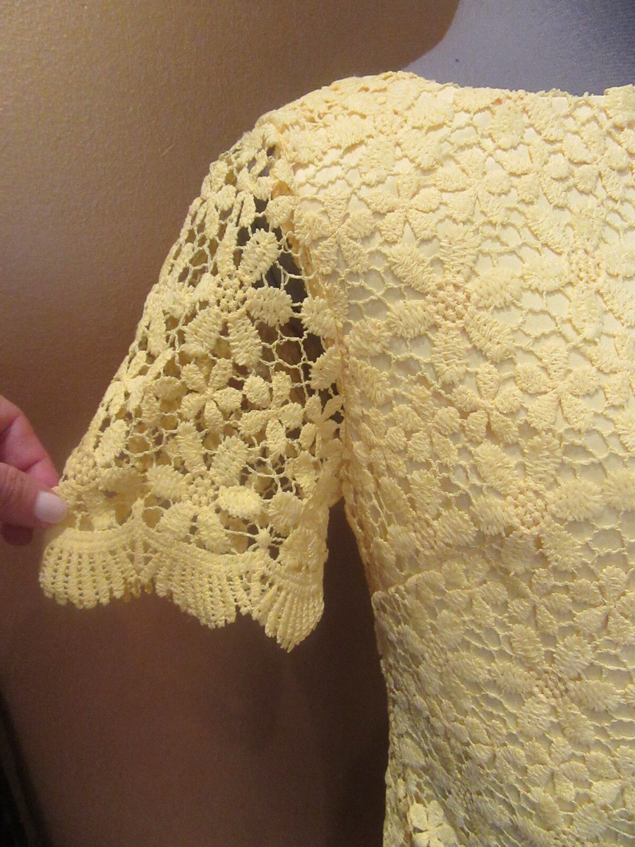 NWT Eliza J Yellow Lace Sheath Short Sleeve Dress Size 8 | eBay