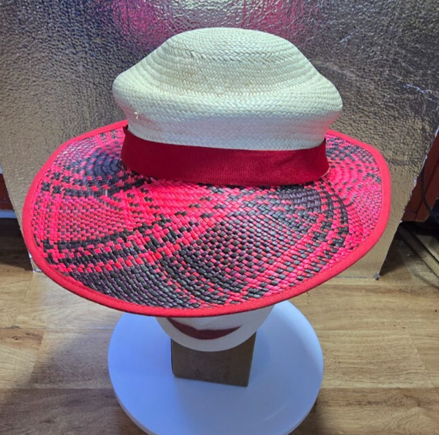 MONTECRISTI GENUINE PANAMA HAT BLACK RED--XLNT!!!