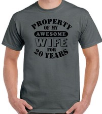 20th Wedding Anniversary T-Shirt My Awesome Wife Mens Funny Gift 20 Year Husband