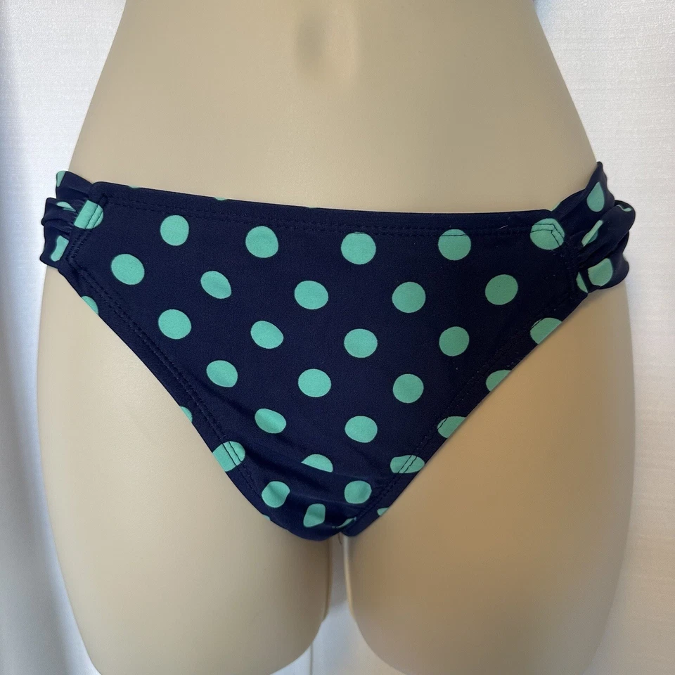 Mossimo Bikini Swim Top Bottom Indigo Night Navy Blue Isle Green Dot Pin-up S - Image 2 of 4