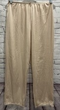 VTG 80 s Women s Vassarette USA Made Beige Nylon Laced Split Slip Pettipants M